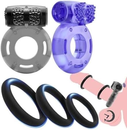 5Pcs Vibrating Cock Ring Sex Toys Penis Rings, Cockring Clitoral Vibrator Penis Sleeve Couple
